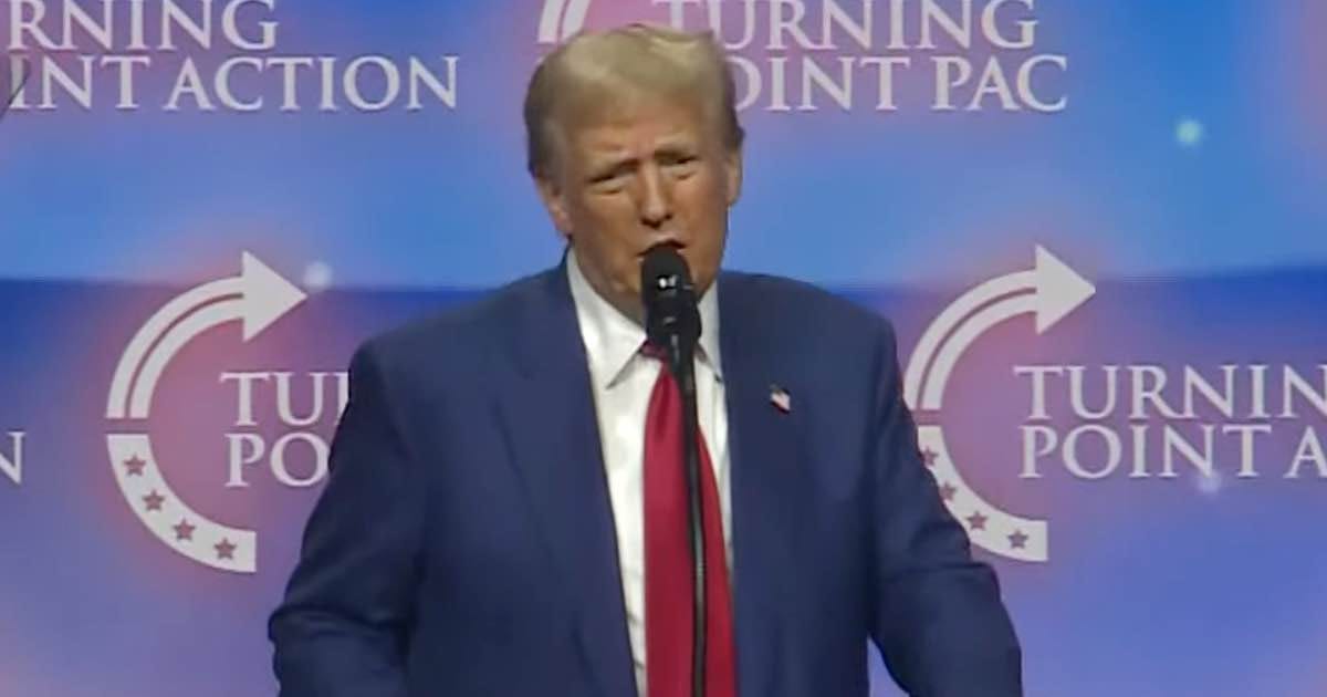 Former President Donald Trump speaking passionately at a Las Vegas rally, addressing supporters about his proposed tax cuts and 2024 campaign strategy.