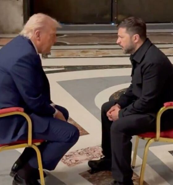 President Trump and President Zelensky sit face-to-face in a private meeting inside St. Peter’s Basilica during Pope Francis’s funeral.